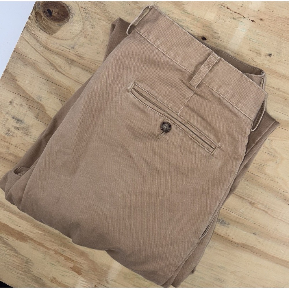 LL Bean Double L Flannel Limes Chino Pants Men 35x32 Tan Khaki Twill Natural Fit